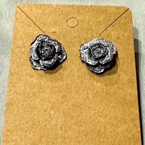 Chic Silver Floral Stud Earrings